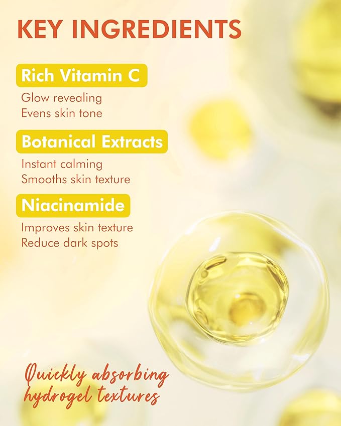 DERMAL Seoul Face Vitamin Hydrogel Melting Mask (4 Pack) - Korean Overnight Brightening Gel Face Mask with Vitamin Complex - Dark Spot & Dullness Care for Glassy Skin - K-Skincare Ritual