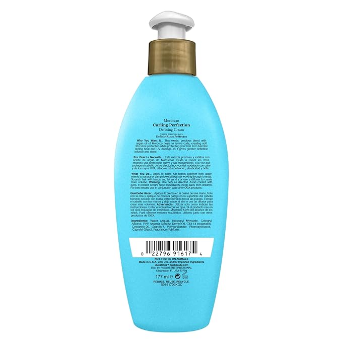 OGX Argan Oil of Morocco Curl-Defining Styling Cream,Anti-Frizz Curl Cream for Curly Hair&All Textures,Cold-Pressed Argan Oil,Paraben-Free,Sulfate-Free Surfactants,Curly Hair Products,6 oz,(Pack of 2)