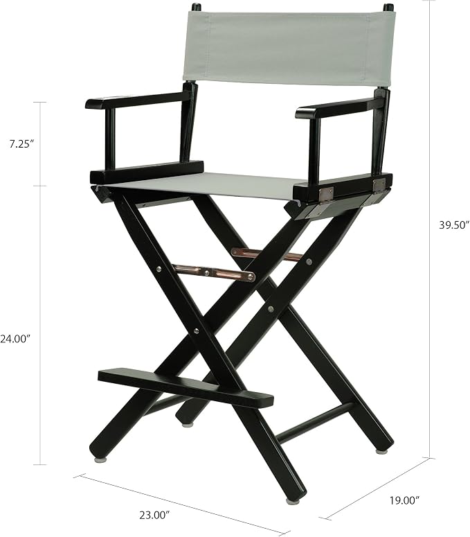 Casual Home 24" Director's Chair Black Frame-with Grey Canvas, Counter Height
