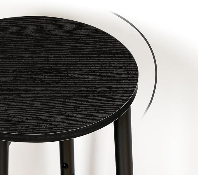 HOOBRO Bar Stools, Set of 2 Bar Chairs, Kitchen Round Height Stools with Footrest, Breakfast Bar Stools, Sturdy Steel Frame, for Dining Room, Kitchen, Party, Easy Assembly, Black BK03BY01