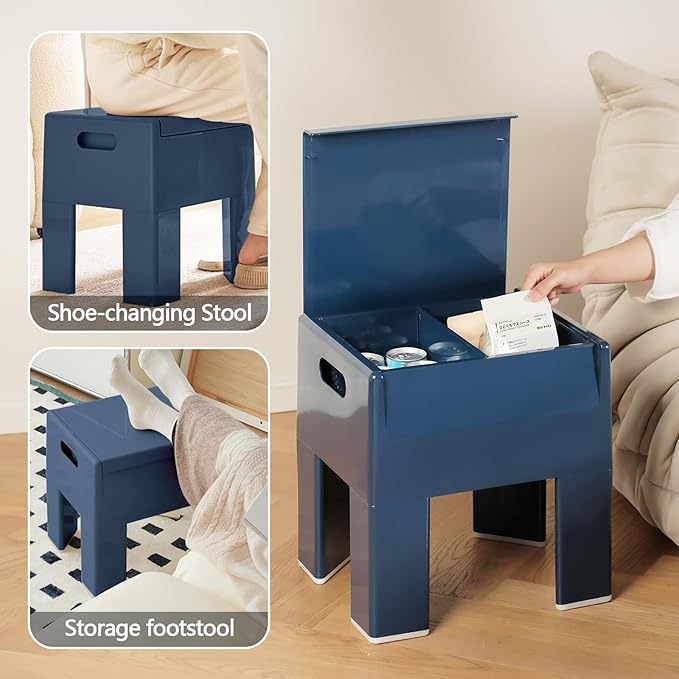 Nightstand Bedside Table with Storage Space, Multifunctional Colorful Plastic End Table Small Side Table for Bedroom, Dorm and Small Spaces, Easy Assembly(11.8" D x 15" W x 15.7" H, Blue)