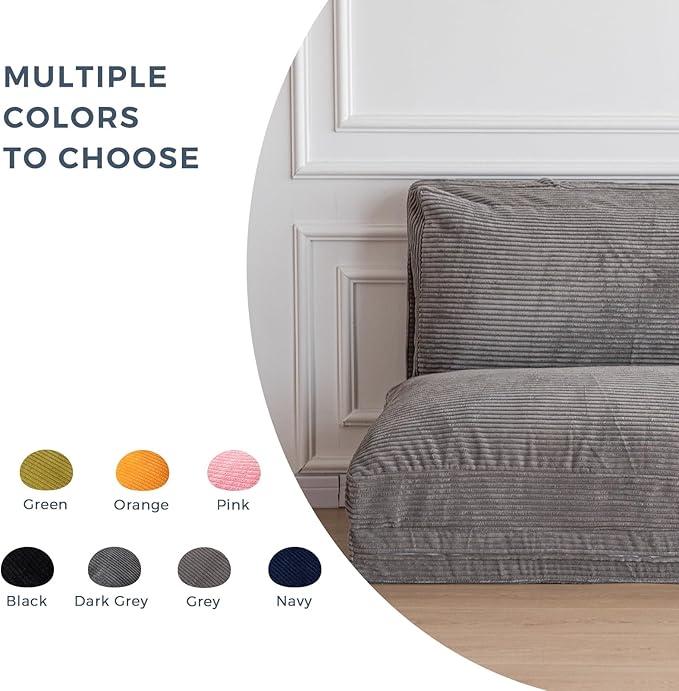 MAXYOYO Folding Sofa Bed, Floor Sofa Convertible Sleeper Chair with Washable Cover, Floor Couch Lounge Bean Bag Chair Bed for Living Room, Grey, 30x95 Inch