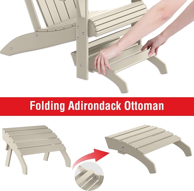 Costaelm Adirondack Chair Footrest, Patio Footstool, Ottoman, Outdoor Foot Rest, Waterproof, Sand