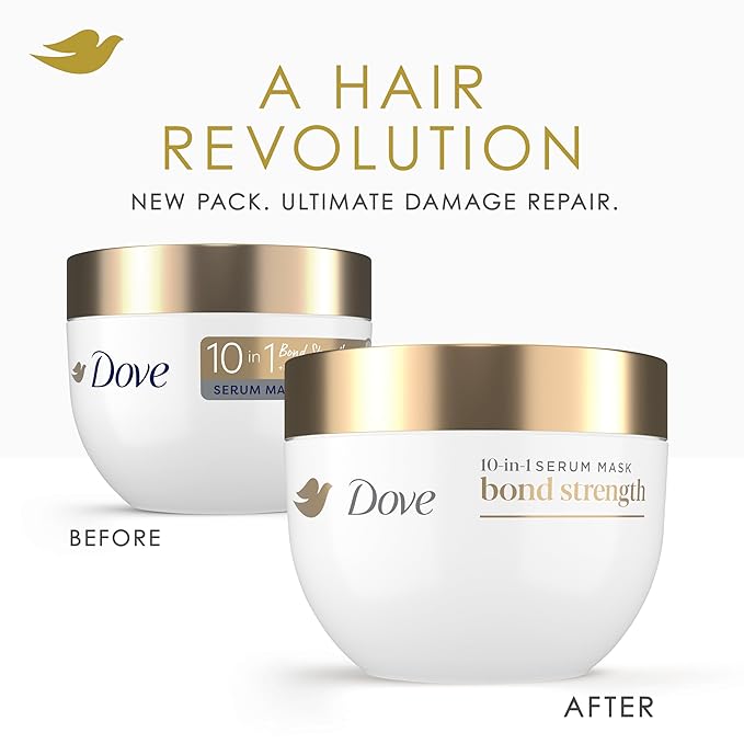 Dove Hair Bond Strength 10in1 Serum Mask for Chemically Damaged Hair with Bio-Protein Care Technology plus Peptide Complex 9.2 fl oz.,(Pack of 2)