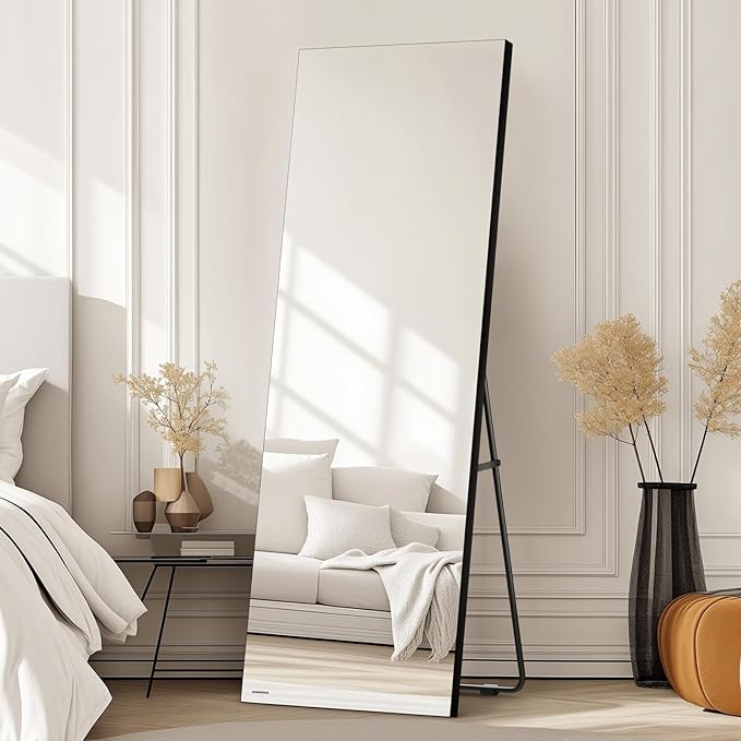 Kosmonia Full Length Mirror, 56"x18" Frameless Floor Mirror w/Distortion Free, HD Reflection, Standing or Leaning Full Body Mirror for Bedroom, Hanging Mounted for Living Room Cloakroom