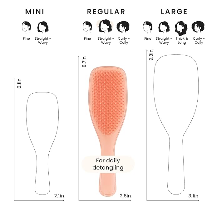 Tangle Teezer Ultimate Detangler Brush for Wet & Dry Hair, Eliminates Knots & Reduces Breakage for Straight to Wavy Hair Types, Amazon Exclusive Apricot (タングルティーザーアルティメットディタングラーブラシ ウェット&ドライヘア用、ストレートからウェーブヘアまで、もつれをなくし切れ毛を軽減、Amazon限定アプリコット)