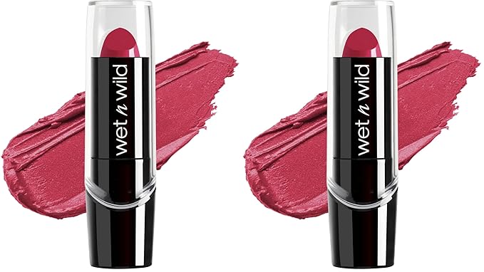 wet n wild Silk Finish Lipstick, Hydrating Rich Buildable Lip Color, Formulated with Vitamins A,E, & Macadamia for Ultimate Hydration, Cruelty-Free & Vegan - In The Near Fuchsia (Pack of 2)