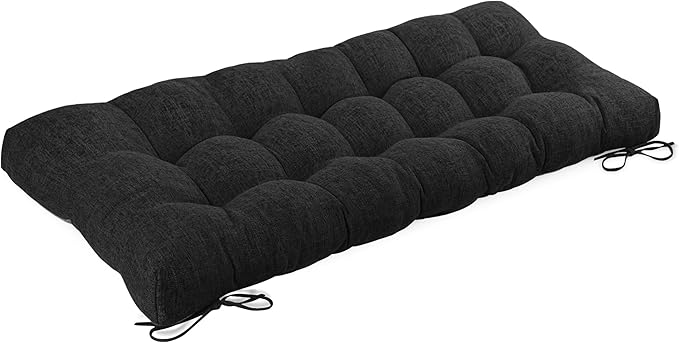 Bench Cushion for Indoor Furniture 48x19 inch Rectangle Bench Seat Cushion for Bay Window Entryway Bench Thick Textured Chair Cushion with Non-Slip Backing 1 Pack, Black