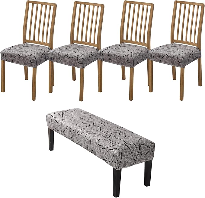 CRFATOP Printed Dining Room Chairs Seat Covers Set of 4 with Soft Bench Chair Cover Stretch Kitchen Chair Slipcover Washable Seat Cushion Slipcover Protector for Hotel Ceremony Banquet Wedding, 10