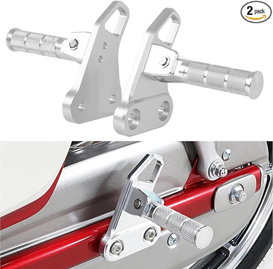 Motorcycle Passenger Footpegs C125 Aluminum Foldable Foot Pegs Rear Footrest Pedals Bracket for Honda Super Cub C125 C 125 JA48 JA58 JA71 2018-2025 (Silver)