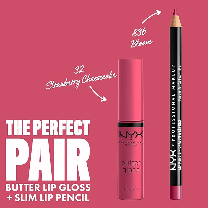 NYX PROFESSIONAL MAKEUP バターグロス（べたつかないリップグロス） - ストロベリーチーズケーキ（ウォームピンク）