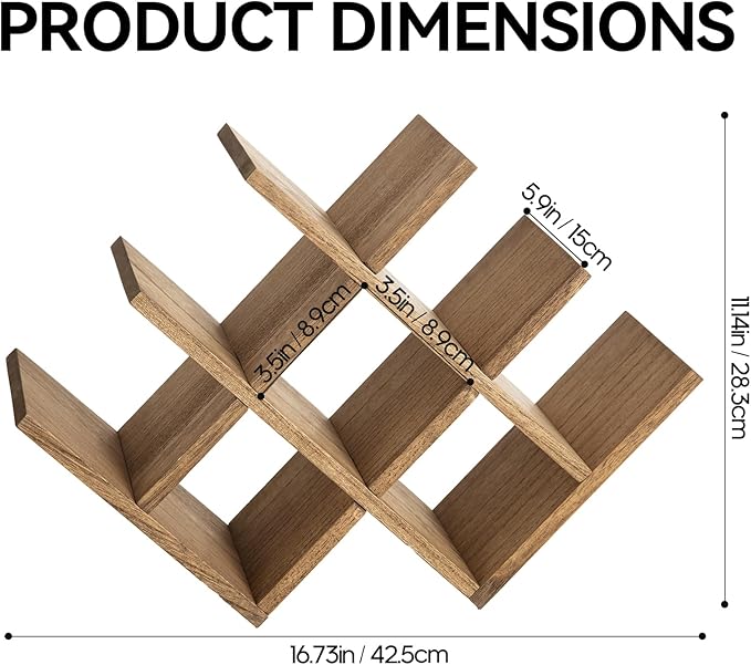 KIRIGEN Wooden 8-Bottle Wine Rack, 3-Tier Countertop Wine Bottle Holder for Cabinets, Bar Cart, Kitchen Counter, Pantry, Dining Room, 16.73 x 5.9 x 11.14 in, XHJJ3-DBR