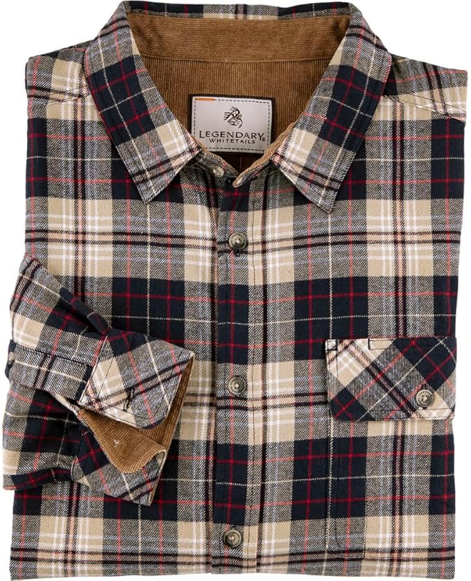 Legendary Whitetails Mens Long Sleeve Button Down 100% Cotton Flannel Shirt
