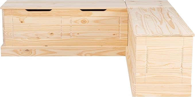 Linon Harris Unfinished Wood Backless Nook with Interior Storage
