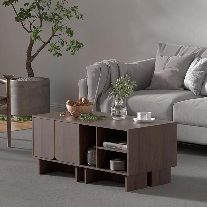 Lab Cosi TV Stand for TVs up to 100 Inch, Modular Entertainment Center TV Stand with Storage Cabinets, Media Console Table TV Cabinet with Adjustable Shelves for Living Room Bedroom, Walnut