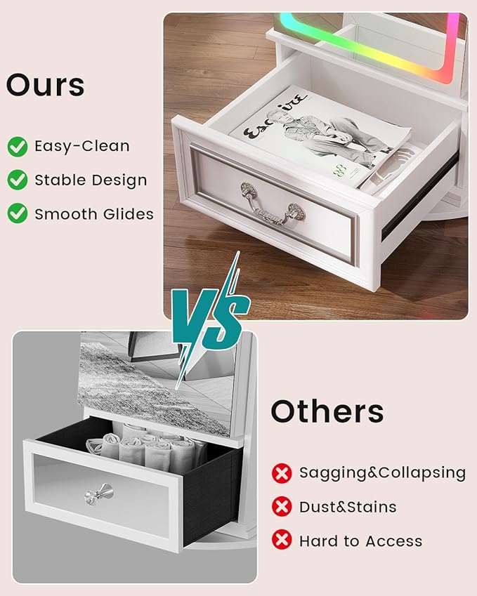 Vlsrka LED Mirror Jewelry Cabinet with Lights, Lockable Full Length Mirror with Storage, Standing Jewelry Armoire Organizer with Touch Screen&RGB Modes for Small Bedroom Spaces, Gift for Women, White