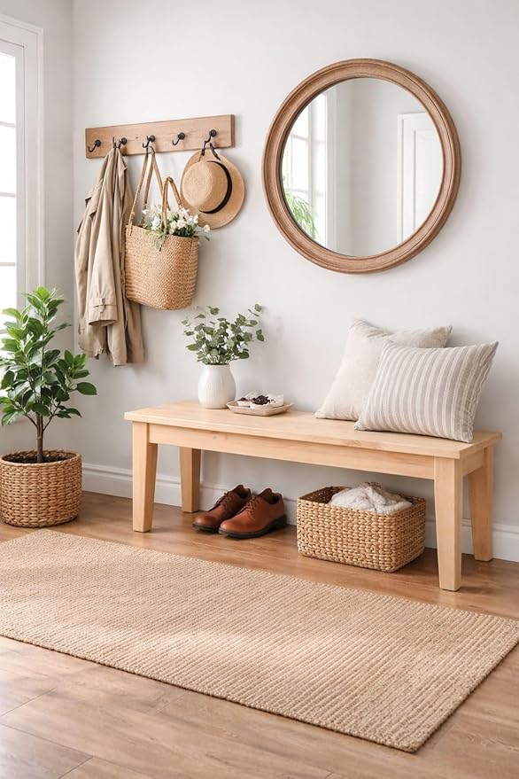 Boraam Shaker Backless Wood Bench - Blonde Oak