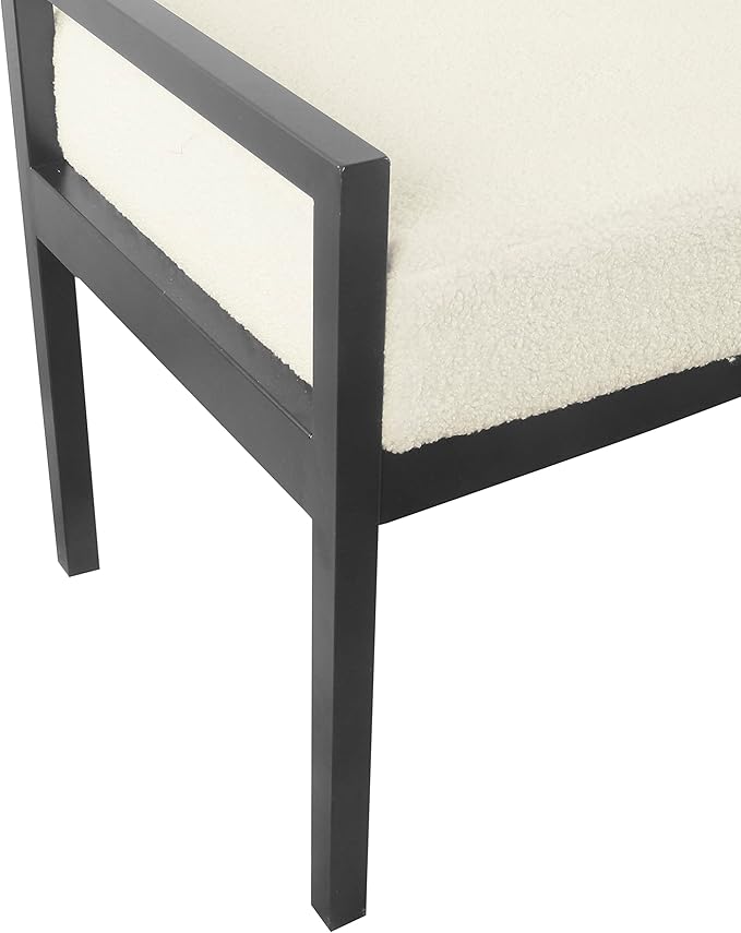 HomePop Modern Metal Bench|Bench for Living Room & Bedroom | Decorative Home Furniture - Cream Sherpa
