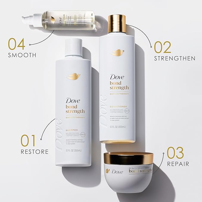 Dove Hair Bond Strength 10in1 Serum Mask for Chemically Damaged Hair with Bio-Protein Care Technology plus Peptide Complex 9.2 fl oz.,(Pack of 2)