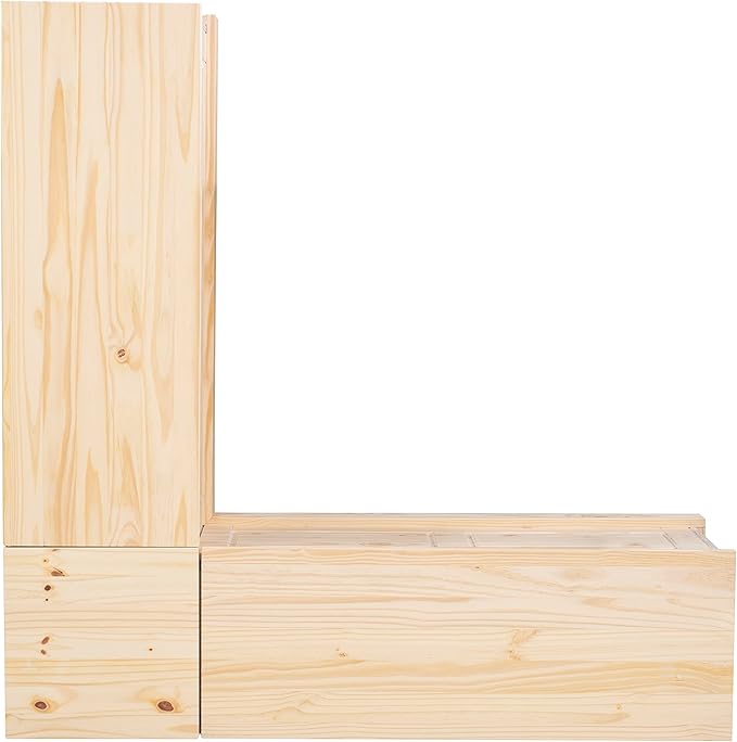 Linon Harris Unfinished Wood Backless Nook with Interior Storage