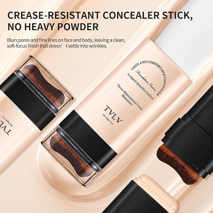 Face And Body Moisturizing Concealer Foundation,Flawlessly Covers Dark Circles, Wrinkles, Fine Lines. Features A Built-in Soft,Dense Brush Head.Medium-Dark And Natural Shades, 0.17 Oz (05#HONEY)