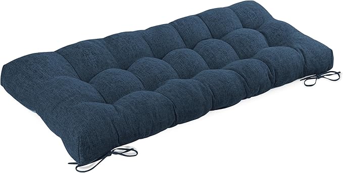 Bench Cushion for Indoor Furniture 48x19 inch Rectangle Bench Seat Cushion for Bay Window Entryway Bench Thick Textured Chair Cushion with Non-Slip Backing 1 Pack, Navy