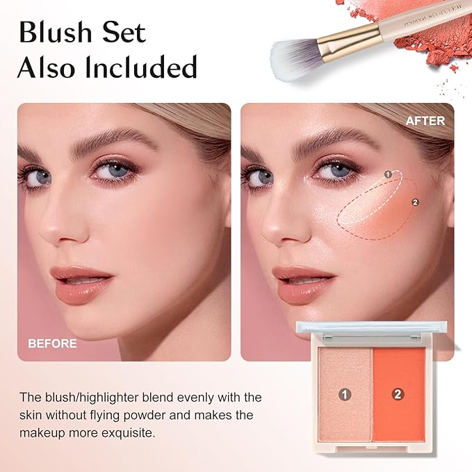 Color Nymph Makeup Kits For Teens Girls | All In One Make up Set With Cosmetics Bag | Included Eyeshadow Blush Lipstick Lip Pencil Eye Pencil Brush Mascara | Travel Friendly Makeup Bag Design
