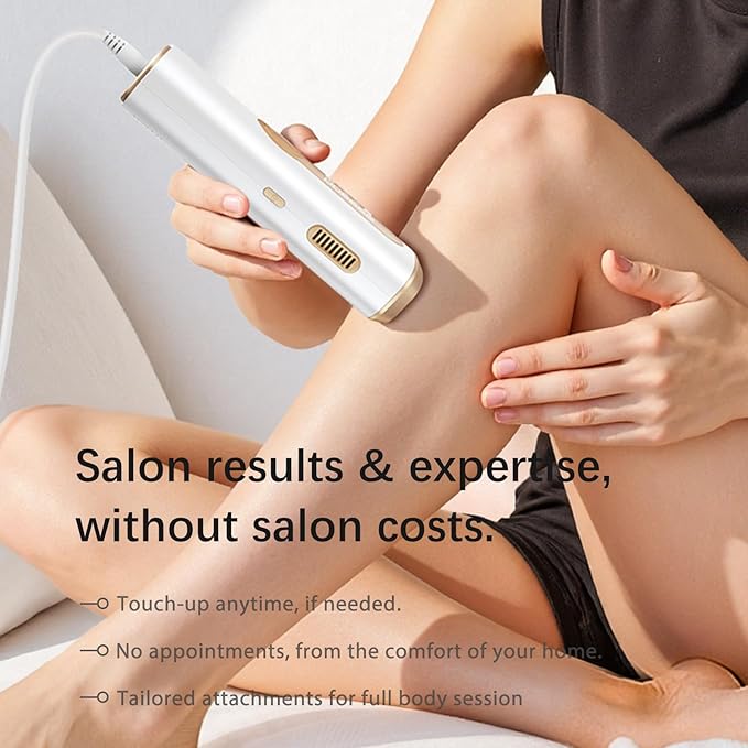 IPL Laser Hair Removal Device for Women & Men - Safe At-Home 45°F Ice-Cooling Contact for Painless & Long-Lasting Results, 86% Less Hair In 3 Weeks for Full Body & Face, White