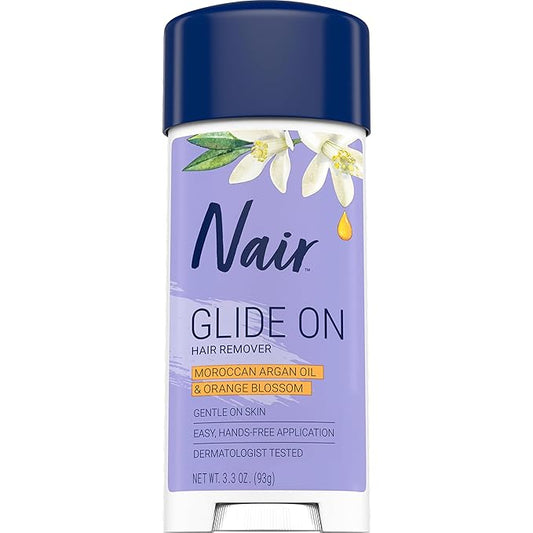 Nair グライドオン除毛クリーム、腕、脚、ビキニライン用除毛クリーム、脱毛クリーム、3.3オンス スティック