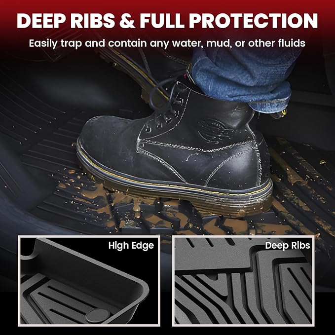 LASFIT Floor Mats & Trunk Mat for Honda CR-V 2017-2022 Gas Only (Upper Position), All Weather Protection TPE Floor Liners 1st & 2nd Row & Cargo Mat Full Set, Black