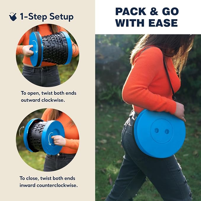 2-Pack Blue Upgraded Collapsible Stool, Max 620lbs Portable Folding Stool, Height Adjustable Retractable Telescopic Seat, Travel Chair, Foldable Camping Seat or Footrest, Gift