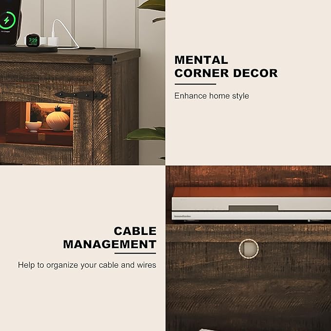 chartustriable Farmhouse TV Stand for 100 Inch TV,95" Entertainment Center w/LED Light,Large Media Console Cabinet w/Rustic Barn Doors,Power Outlets,Adjustable Shelves for Living Room,Brown