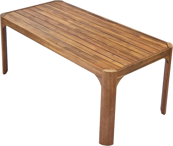 Christopher Knight Home Outdoor Dining Table Set with 2 Benches, 70" Acacia Wood Patio Table and Dual 57" Benches, Teak Finish Slatted Garden Furniture for Backyard Deck Seating 6-8 People