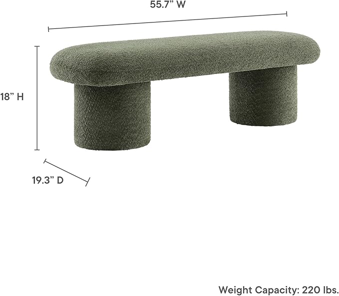 Modway Orla Chenille Upholstered Bench in Sage