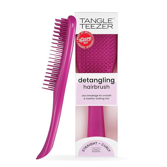 Tangle Teezer ザ・アルティメットディタングラー（濡れ髪・乾いた髪用ヘアブラシ）、絡まりを解消し、髪の切れ毛を軽減。ストレートからウェーブヘアに。エレクトリックラズベリー