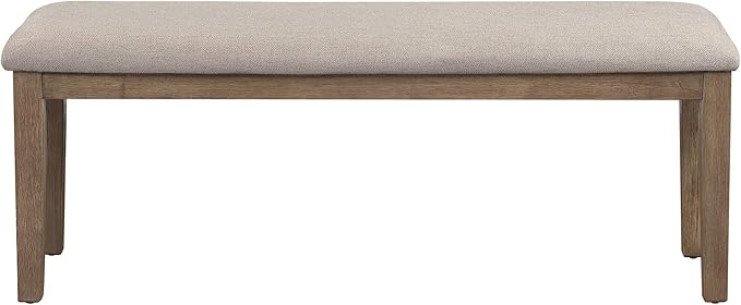 Homelegance Blair Upholstered Dining Bench, 48" W Entryway Bench, Sturdy Solid Wood Frame, Wire Brush Brown Finish, Comfortable Cushion Seat, Easy Assembly, Modern & Traditional - Brown