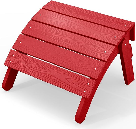 YEFU Adirondack Ottoman, Patio Foot Rest, Adirondack Foot Rest, Folding Adirondack Footstool, Weather Resistant for Adirondack Chair, Widely Used for Outdoor, Porch, Backyard, Garden, Fire Pits-Red