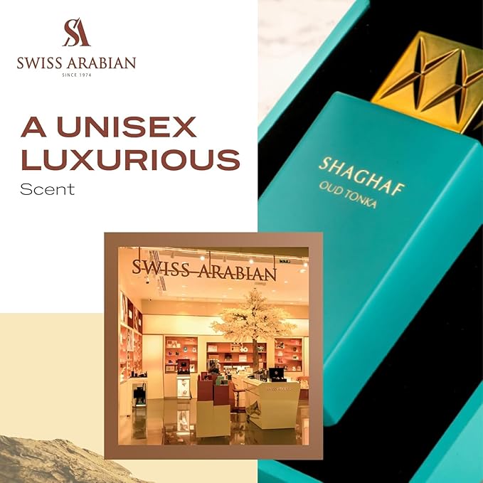 Swiss Arabian Shaghaf Oud Tonka - Vanilla Perfume with Warm Amber Fragrance - Earthy and Woody Allure - Enchanting Fusion of Arabic Perfume - 2.5 oz