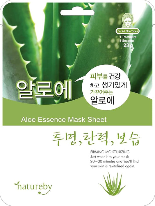 TNB Natureby Collagen Essence Korean Face Mask(10 sheets), Moisturizing Mask Sheet Pack, Korean Skin Care For All Skin Types. (Aloe)