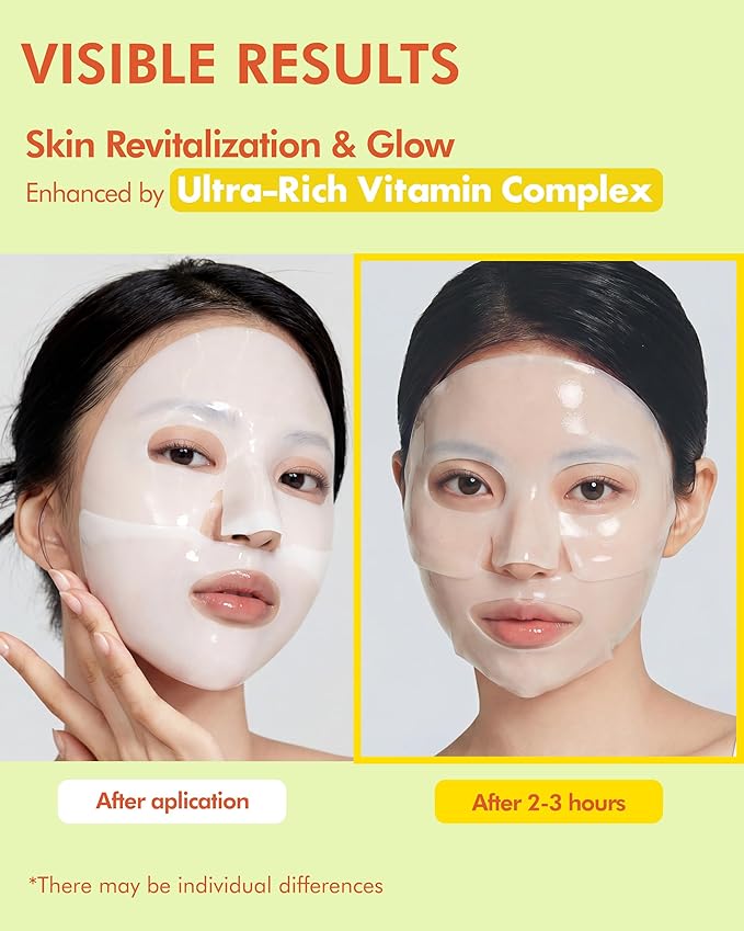 DERMAL Seoul Face Vitamin Hydrogel Melting Mask (4 Pack) - Korean Overnight Brightening Gel Face Mask with Vitamin Complex - Dark Spot & Dullness Care for Glassy Skin - K-Skincare Ritual