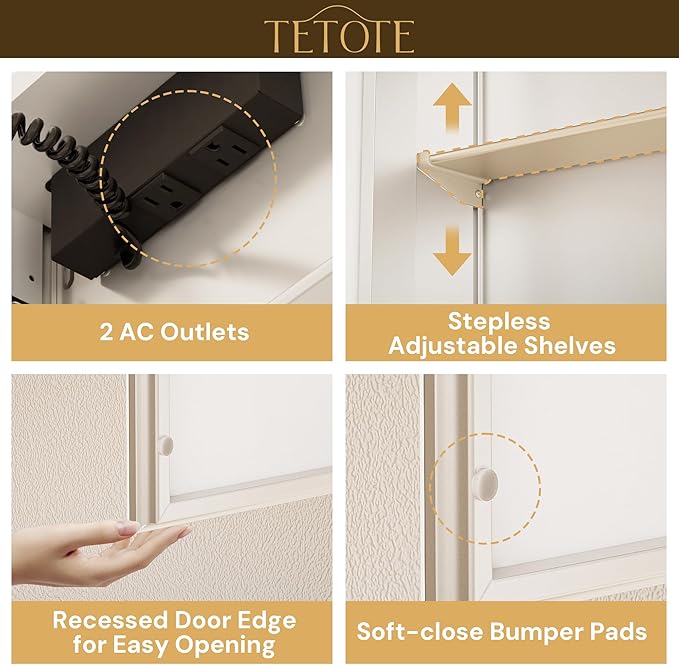 TETOTE 20 x 26 Lighted Medicine Cabinet with Mirror with Adjustable Shelves, Silver Aluminum Cabinet, Anti-Fog Stepless Dimmable 3 Colors White/Warm/Natural, Easy to Install(Wall Mount/Recessed)