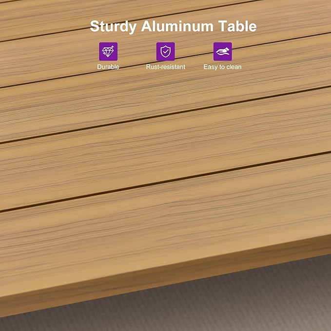 PURPLE LEAF 11 Pieces Outdoor Dining Set All-Weather PE Rattan Outdoor Patio Furniture Set with All Aluminum Frame Rectangular Table and Chairs Set for Lawn Garden Backyard Deck, Teak