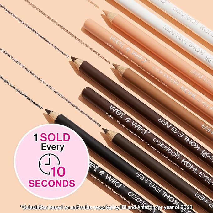 wet n wild カラーアイコン コールアイライナーペンシル – 豊かな高発色、なめらかなクリーミーな使い心地、長時間持続するマットな仕上がり、多用途、クルエルティフリー – Baby's Got Black, (2個パック)