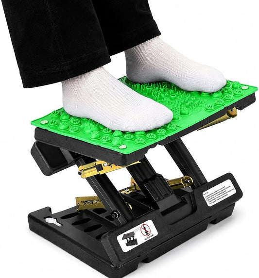 Footrest for Under Desk at Work, Height Adjustable Foot Rest with Reflexology Pad, Foldable Ergonomic Foot Stool for Muscle Tension Relief, Suitable for Office, Home & All-Season Use(Green)