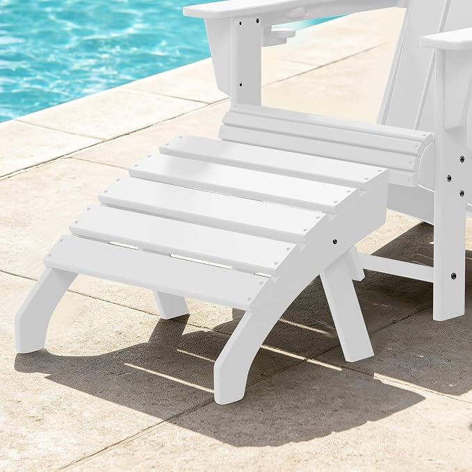 Costaelm Adirondack Chair Footrest, Patio Footstool, Ottoman Outdoor Foot Rest for Patio Waterproof, Adirondack Ottoman Patio Footstool, White
