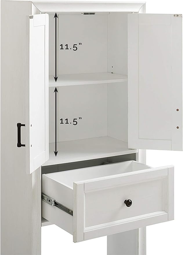 Crosley Furniture Tara Over The Toilet Storage Cabinet and Bathroom Organizer with a Drawer and Shelves, Vintage White