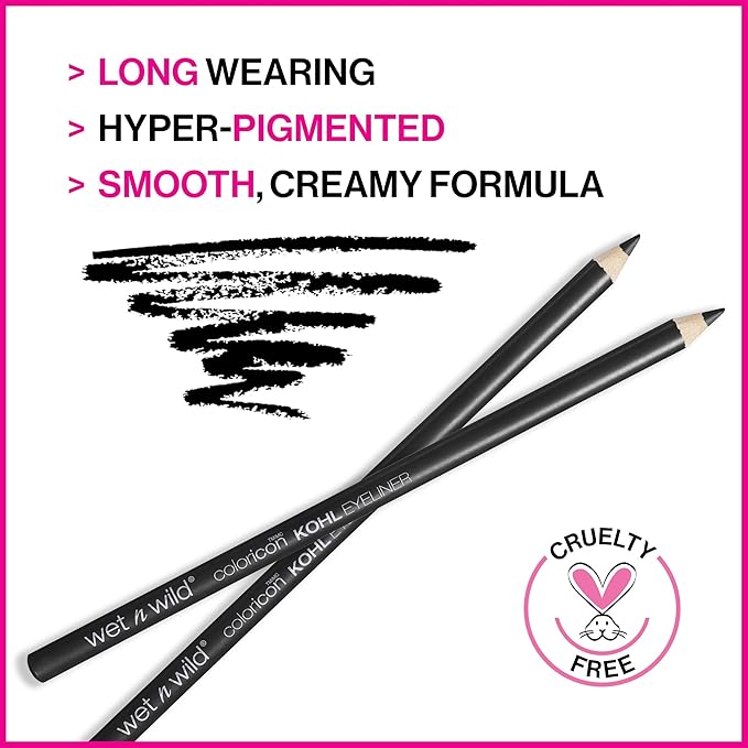 wet n wild カラーアイコン コールアイライナーペンシル - 豊かで高発色、なめらかでクリーミーな使用感、長持ちするマットな仕上がり、多用途、クルエルティフリー - ベイビー・ゴット・ブラック (5本入り)