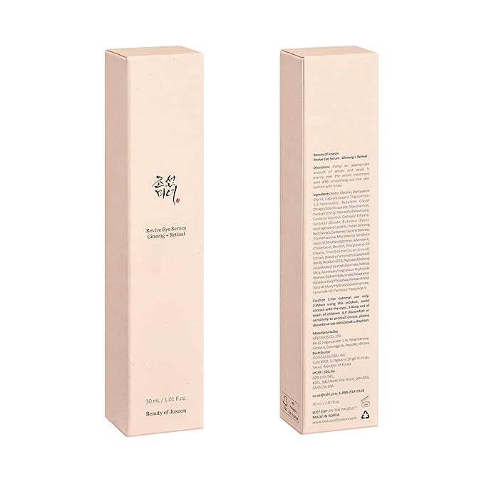 Beauty of Joseon Revive Firming Moisturizer Ginseng Ceramide + Fermented Retinol (60ml,2.02 fl.oz.) and Revive Eye Serum with Retinal Niacinamide (30ml, 1 fl.oz)