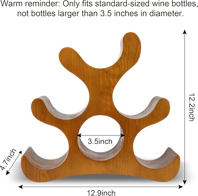 Countertop Wine Rack - 6 Bottle Wooden Wine Rack - Freestanding Wine Bottle Holder Stand - Wine Storage Rack for Cabinet Pantry Bar Kitchen
