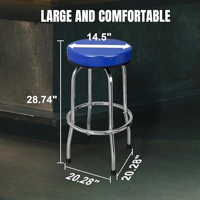 Big RED ATRP6185U-1 Torin Swivel Bar Stool: Padded Garage/Shop Seat with Chrome Plated Legs, Blue